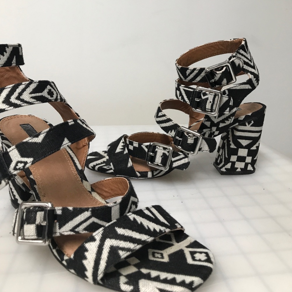 Topshop tribal black and white heel sandals